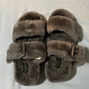 UGG Brown Fluffy Slippers